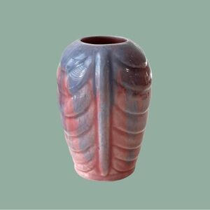 Vintage art pottery bud vase drapery pink purple drip glaze handmade